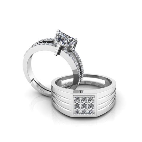 Pure 925 Silver Special Cluster Heart Shape Royal Couples Ring ...