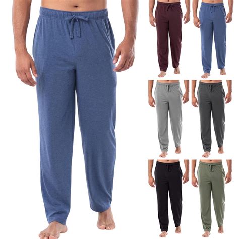 Axiiglly Mens Pajama Pants Elastic Waist Sleep Pants Solid Color Plus ...