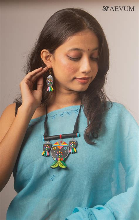 Hand Painted Terracotta Necklace Set-15953 – AEVUM