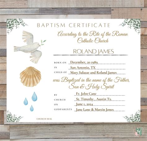 Baptism Certificate Catholic Church Certificate Baptism Coordinator ...