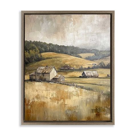 Stupell Industries Rustic Farmland and Rolling Hills Brown Framed ...