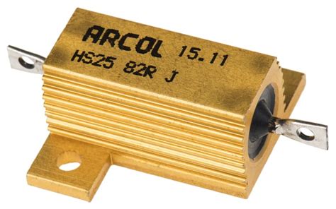HS25 82R J Arcol | Arcol, 82Ω 25W Wire Wound Chassis Mount Resistor ...