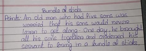 Bundle of sticks Points: An old man who had five sons was worried that ...