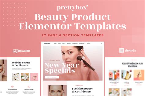 Prettybox - 化妆品和美容产品商店 Elementor Template Kit - 云典网-云典网