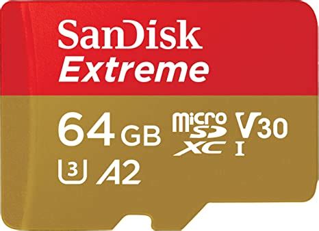 SanDisk Extreme 64GB microSDXC UHS-I, V30, 170MB/s Read,80MB/s Write ...