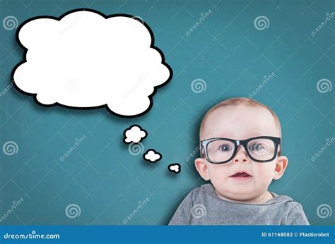 Thinking baby with glasses stock photo. Image of person - 61168082