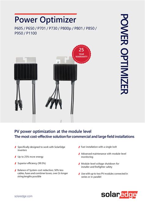 Optimizer-datasheet- P850. p950. P1100 - Power Optimizer P605 / P650 ...