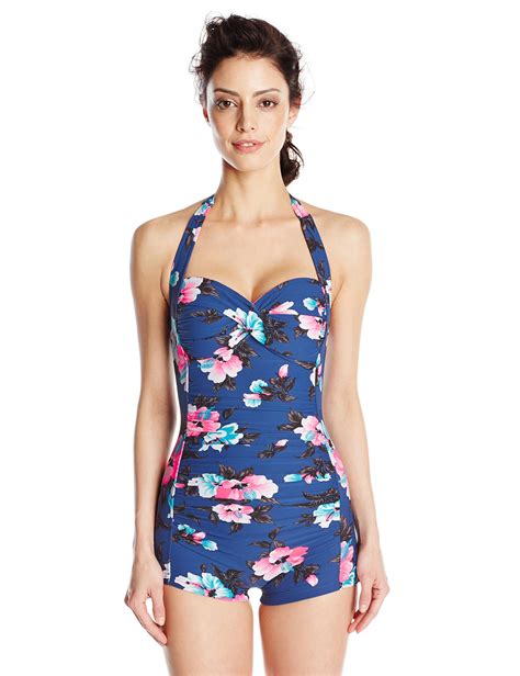 Seafolly Women's Vintage Vacation Boyleg One Piece Swimsuit Maillot ...