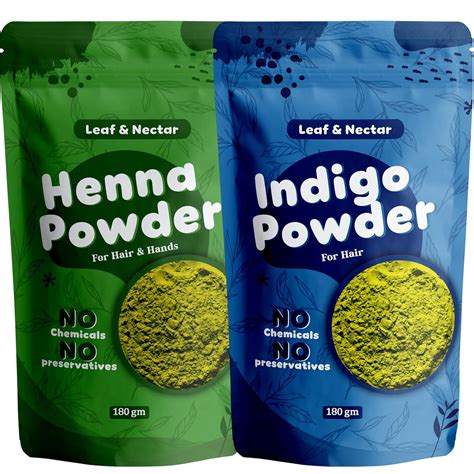 Buy Leaf & Nectar Natural Hair Dye Combo – Henna + Indigo Powder | 100% ...