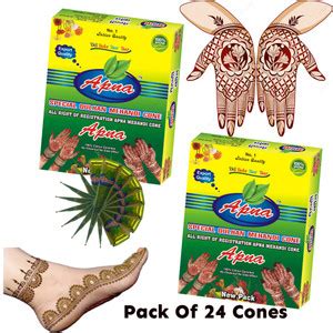 apna Mehandi Cone (pack of 2 box ) = 24 cones Natural Mehendi Price in ...