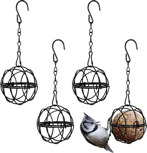 LUFEIS Fat Ball Feeder, 4Pcs Hanging Metal Small Bird Feeder, Hanging ...