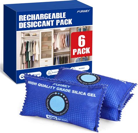 Amazon.com - FURWEY 100g [ 6 Packs] Rechargeable Desiccant Packs for ...