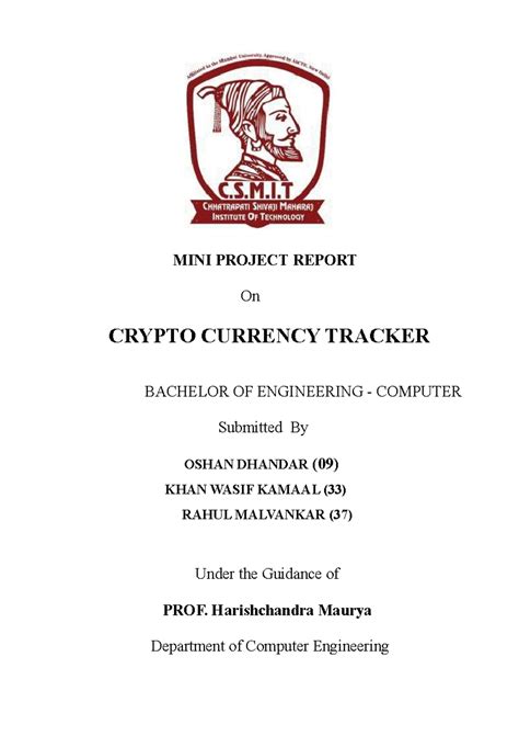 BE-7 Mini Project Report: Crypto Currency Tracker - Studocu