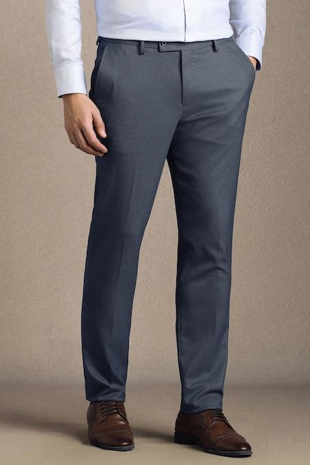 Navy Textured Formal Men Slim Fit Formal Trousers - Selling Fast at ...
