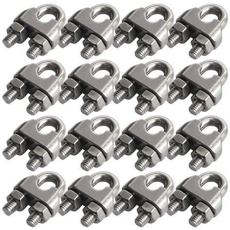 Cozihom 16 Pack 1/4 Inch M6 Wire Rope Cable Clip Clamp, 304 Stainless ...