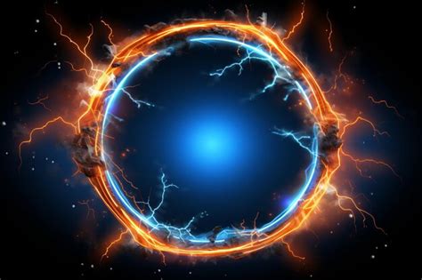 Electric ball round lightning frame blue | Premium AI-generated image
