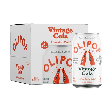 OLIPOP Prebiotic Soda, Vintage Cola, 12 fl oz, 4 Pack, Pantry Packs ...