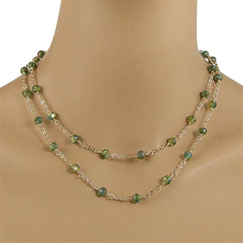 Green beaded necklace made with gorgeous green Picasso Czech glass ...