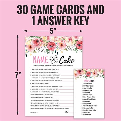 Buy 30 Name That Cake Game Cards- Bridal or Baby Shower, Birthday ...
