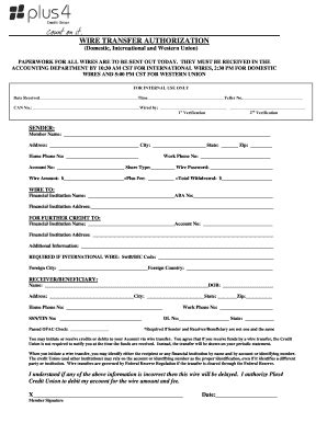 Fillable Online plus4cu PLUS4 CU WIRE TRANSFER AUTHORIZATIONdoc Fax ...