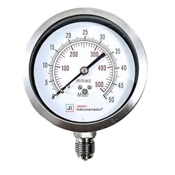 "Ji" Japsin Instrumentation Capsule Pressure Gauge, 4" Dial, Range 0 to ...
