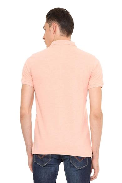 Buy Men Peach Solid Polo Neck T-Shirts Online - 295948 | Peter England