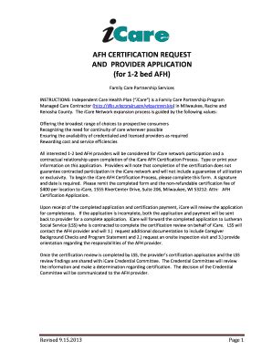 Fillable Online icare-wi AFH Certification application - iCare ...
