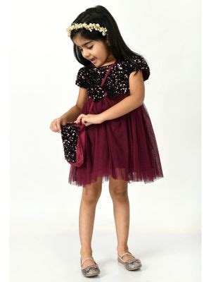 Buy Bella Moda Maroon Black Sequinned Net Fit Flare Dress with Sling ...