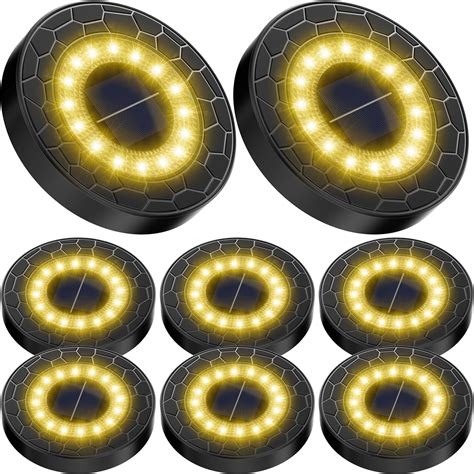 NFESOLAR Solar Ground Lights Outdoor 8 Pack, IP68 Waterproof Flat Solar ...