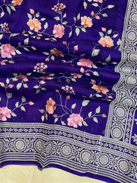 Pure Organza Chikankari Handloom Banarasi Saree — The Handlooms