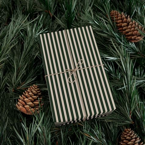 Green Luxury Striped Wrapping Paper Holiday Gift Wrap, Elegant ...