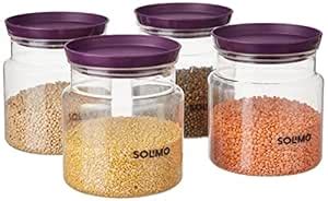 Buy Amazon Brand - Solimo Airtight Plastic Storage Jar Set, 4 ...