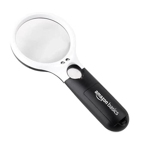 Amazon Basics Magnifying Glass with 3 Led Lights | 3X & 45X Big Size ...