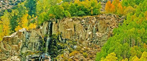 Download wallpaper 2560x1080 landscape, autumn, waterfall, trees, rocks ...