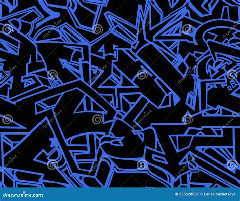 Abstract Drawing with Blue Lines on a Black Background. Stock ...