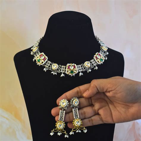 Pachi Kundan Necklace Set with Stud Drop Earrings – Kreative Curio