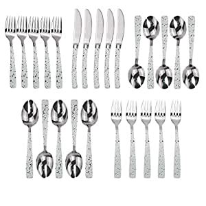 Jacriah 20-Piece Silverware Flatware Cutlery Set, Stainless Steel ...