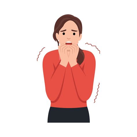 Afraid scared woman with shock expression on face vector illustration. Cartoon portrait of ...