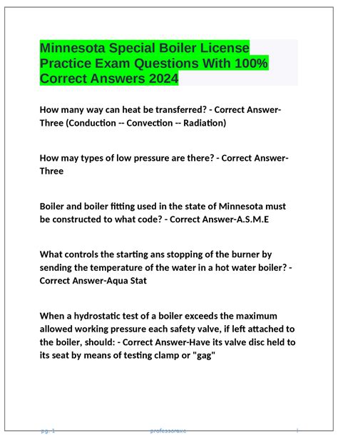 Minnesota Special Boiler License Practice Exam Questions With 100% ...