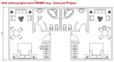 Otel odası projesi dwg projesi - Autocad Projeler