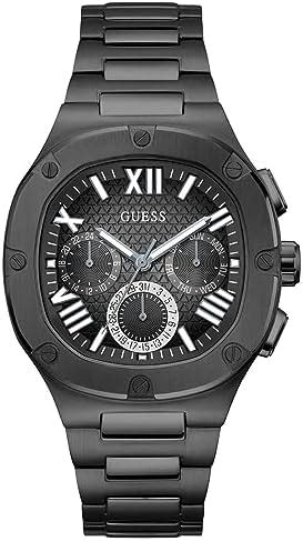 GUESS Leather Analog Black Dial Men Watch-Gw0500G2, Black Band : Amazon ...