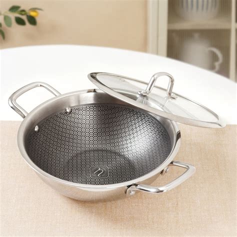Honeycomb Flame And Induction Safe Triply Non Stick Kadai With Lid ...