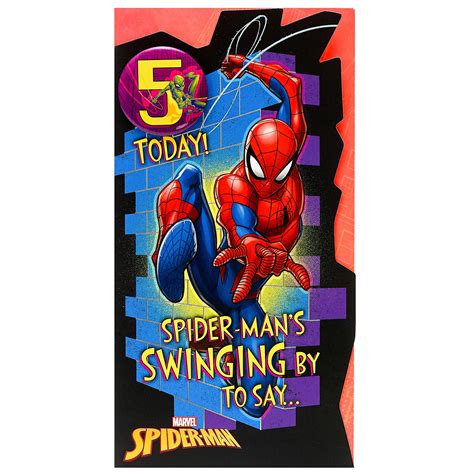 Buy UK Greetings Spider-Man 5th Birthday Card with Badge - Spider-Man ...