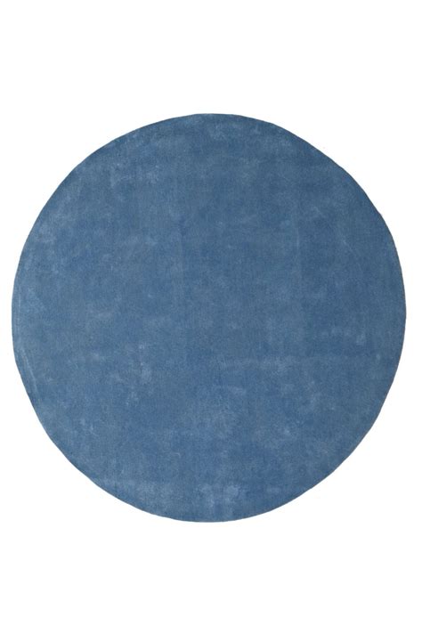 Solid Blue Round Handmade Rug | The Rugs Story