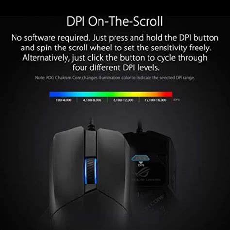 ASUS ROG Chakram Core Gaming Mouse (programmable Joystick, 16000 dpi ...