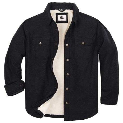 COEVALS CLUB Men's Flannel Jacket Shacket Sherpa Quilted Lined Casual ...