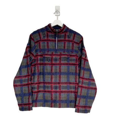 "FOMME"(unisex) wool design check pattern half zip pullover | ALTNOI