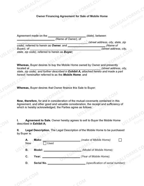 Owner Finance Agreement Template