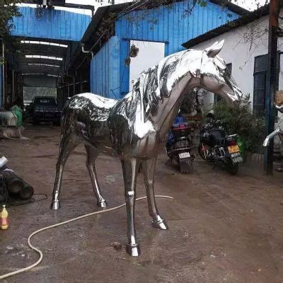 不锈钢动物雕塑，不锈钢马雕塑-宏通雕塑