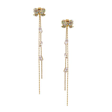 Buy Gold Tone Bow Shaped Long Drop Dangle Earrings – The Better Home